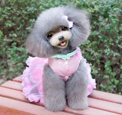 Pet Small Dog Wedding Dress with Bowknot Birthday Party Costume Satin Rose Pearls Girl Formal Dress Cat Tutu Pink, Small | Satin Fabric, Pearl and Rose Detail, Weddings, Birthdays, Chihuahua, Yorkie, Cat, Small Breed, Formal Tutu Party Dress