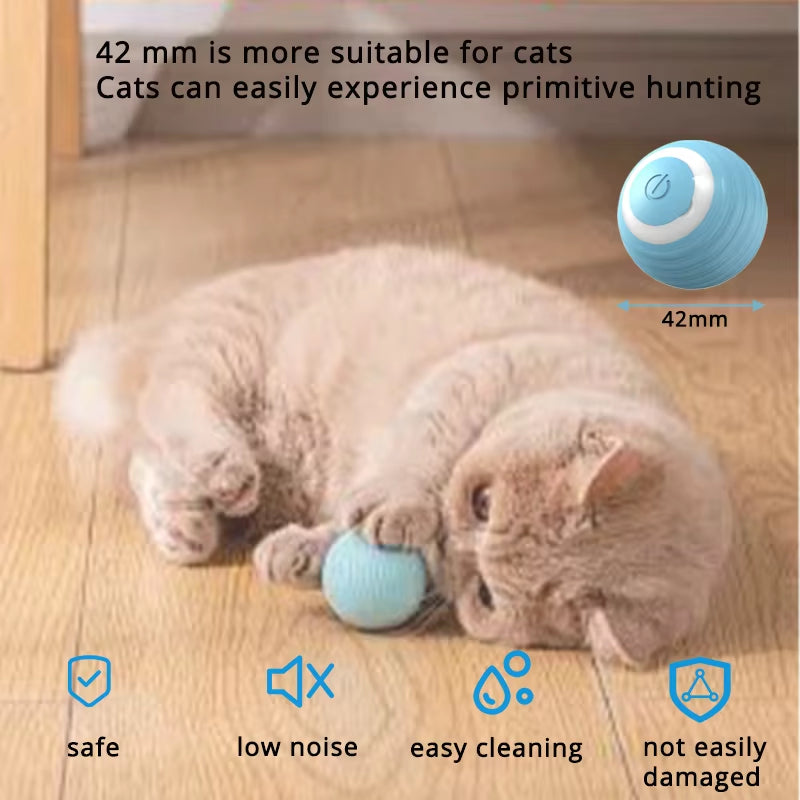 Interactive Cat Ball USB Rechargeable Fast Rolling Random Motion Hunting Cat Toy Automatic Indoor Play