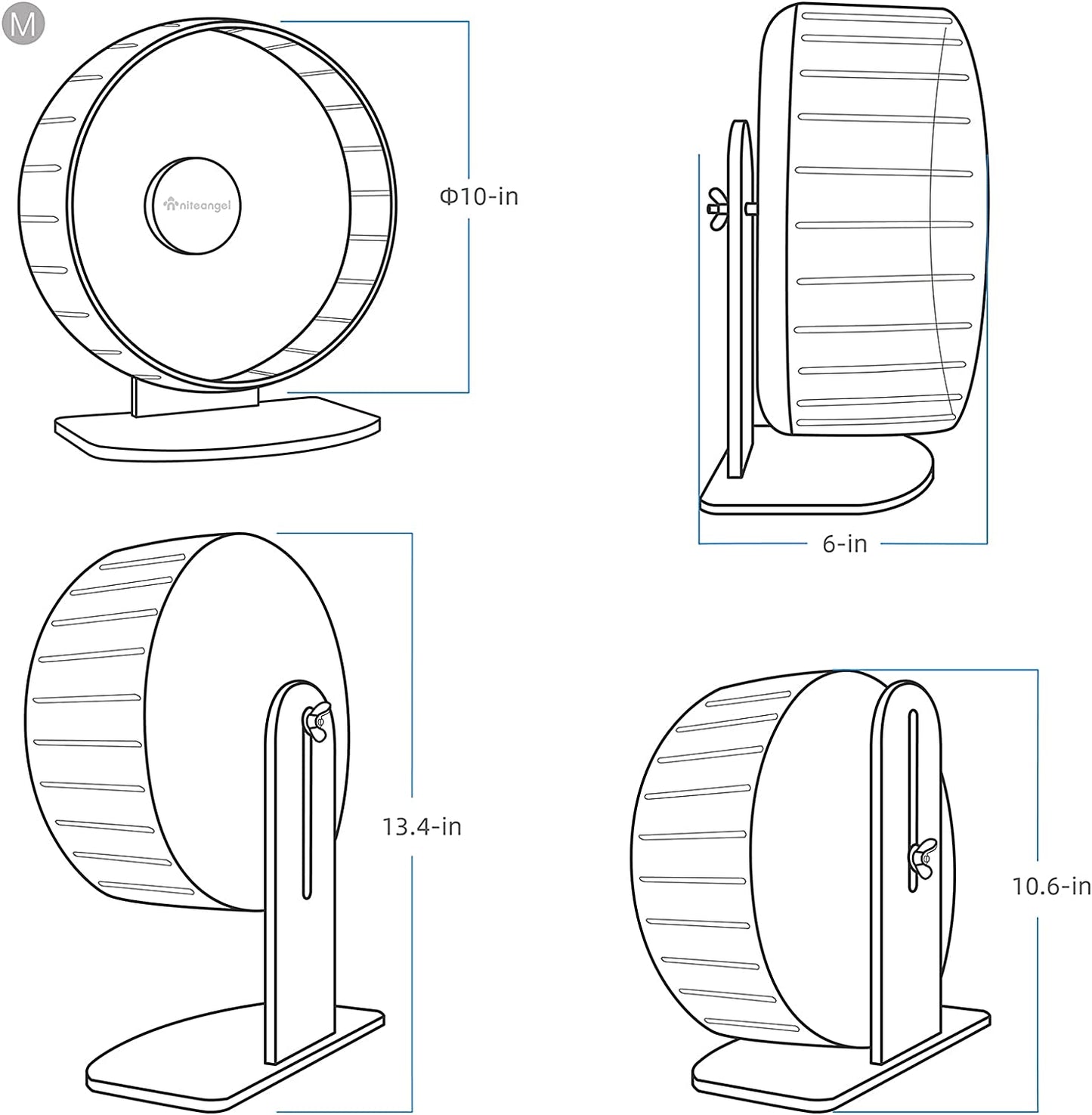 Super-Silent Hamster Exercise Wheels: Quiet 10 Inch Running Wheel | Can 10.6-13.4" Adjustable Height - No Bend Back Spinner Running for Dwarf Syrian Hamster Gerbils Mice or Other Small Animal