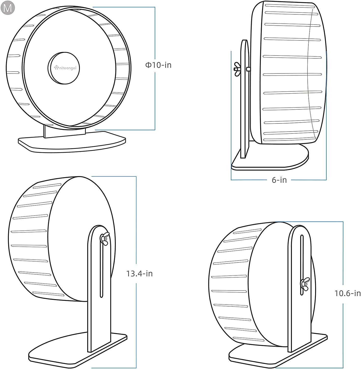 Super-Silent Hamster Exercise Wheels: Quiet 10 Inch Running Wheel | Can 10.6-13.4" Adjustable Height - No Bend Back Spinner Running for Dwarf Syrian Hamster Gerbils Mice or Other Small Animal