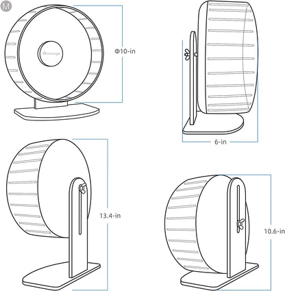 Super-Silent Hamster Exercise Wheels: Quiet 10 Inch Running Wheel | Can 10.6-13.4" Adjustable Height - No Bend Back Spinner Running for Dwarf Syrian Hamster Gerbils Mice or Other Small Animal