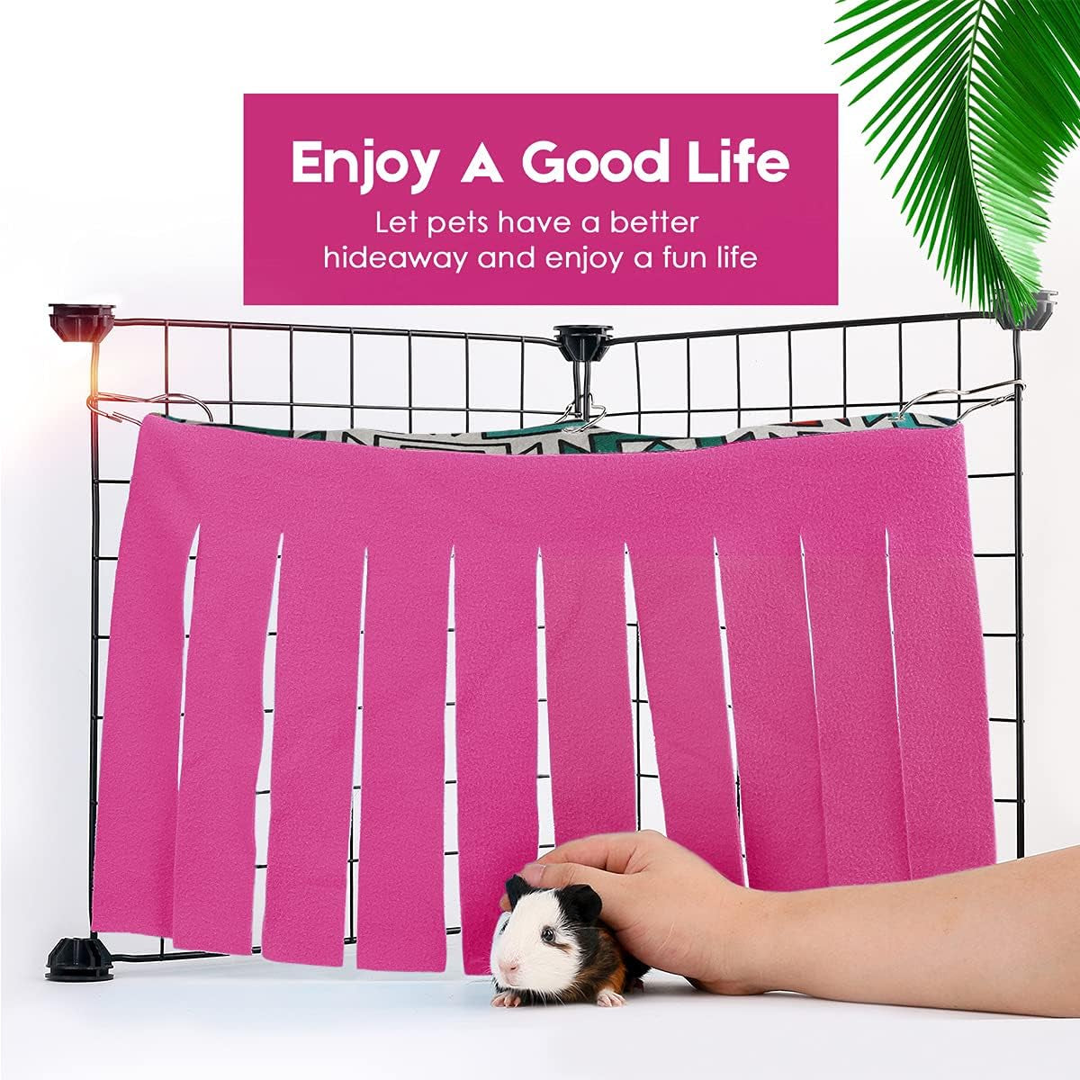 Guinea Pig Hideout, Guinea Pig Accessories Fleece Forest Rabbits Hideaway Corner for Ferrets Chinchillas Rats Gerbils Dwarf Bed Other Small Animals Cage Liner Halloween Christmas Pink Sugars