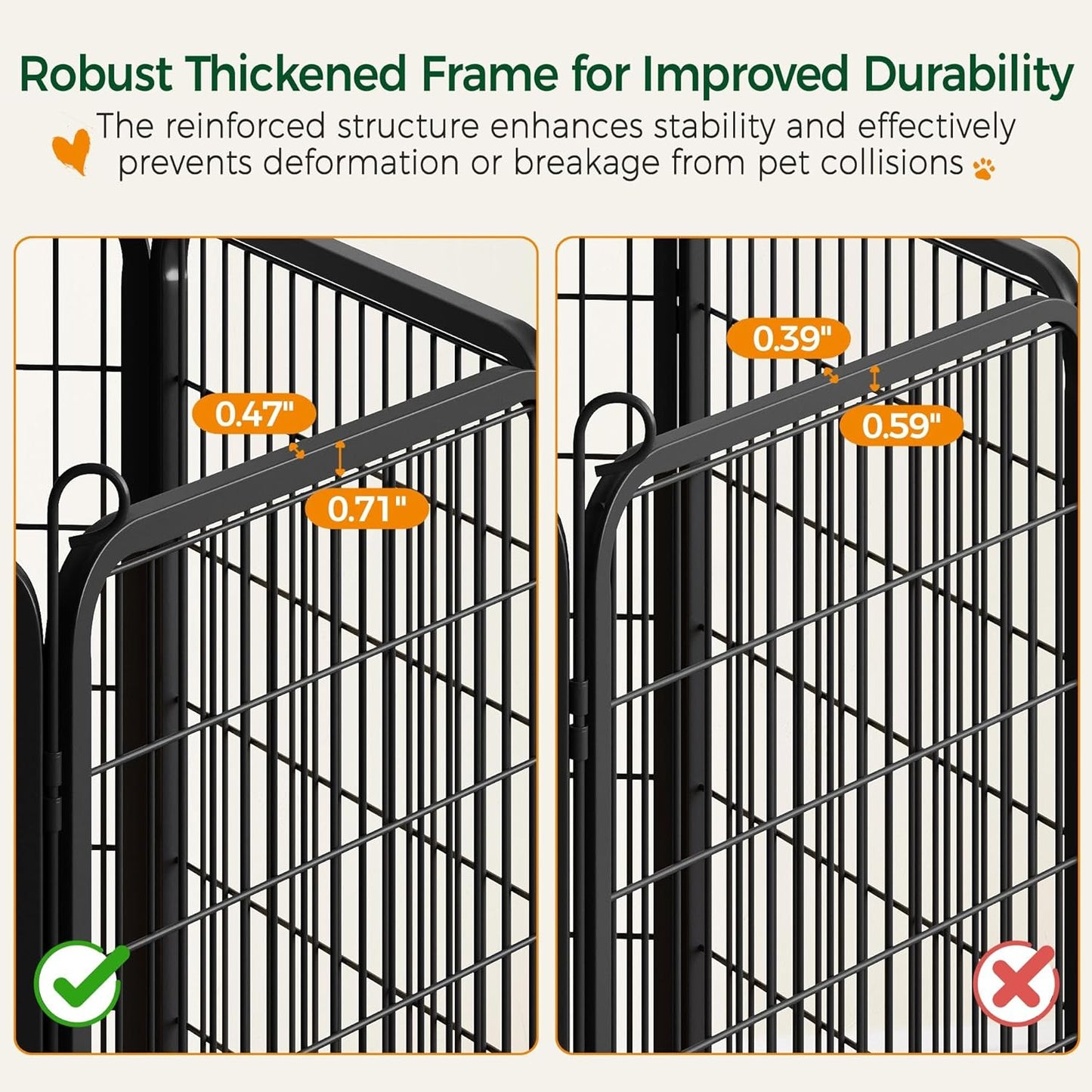 Yaheetech Dog Playpen 32In 16 Panels Pet Fence for Indoor Yard RV Camping | Easy Setup, Heavy Duty Rustproof Frame with Secure Latch Door, DIY Layouts,Foldable Storage, for Small & Medium Dogs