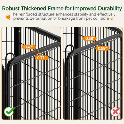 Yaheetech Dog Playpen 32In 16 Panels Pet Fence for Indoor Yard RV Camping | Easy Setup, Heavy Duty Rustproof Frame with Secure Latch Door, DIY Layouts,Foldable Storage, for Small & Medium Dogs