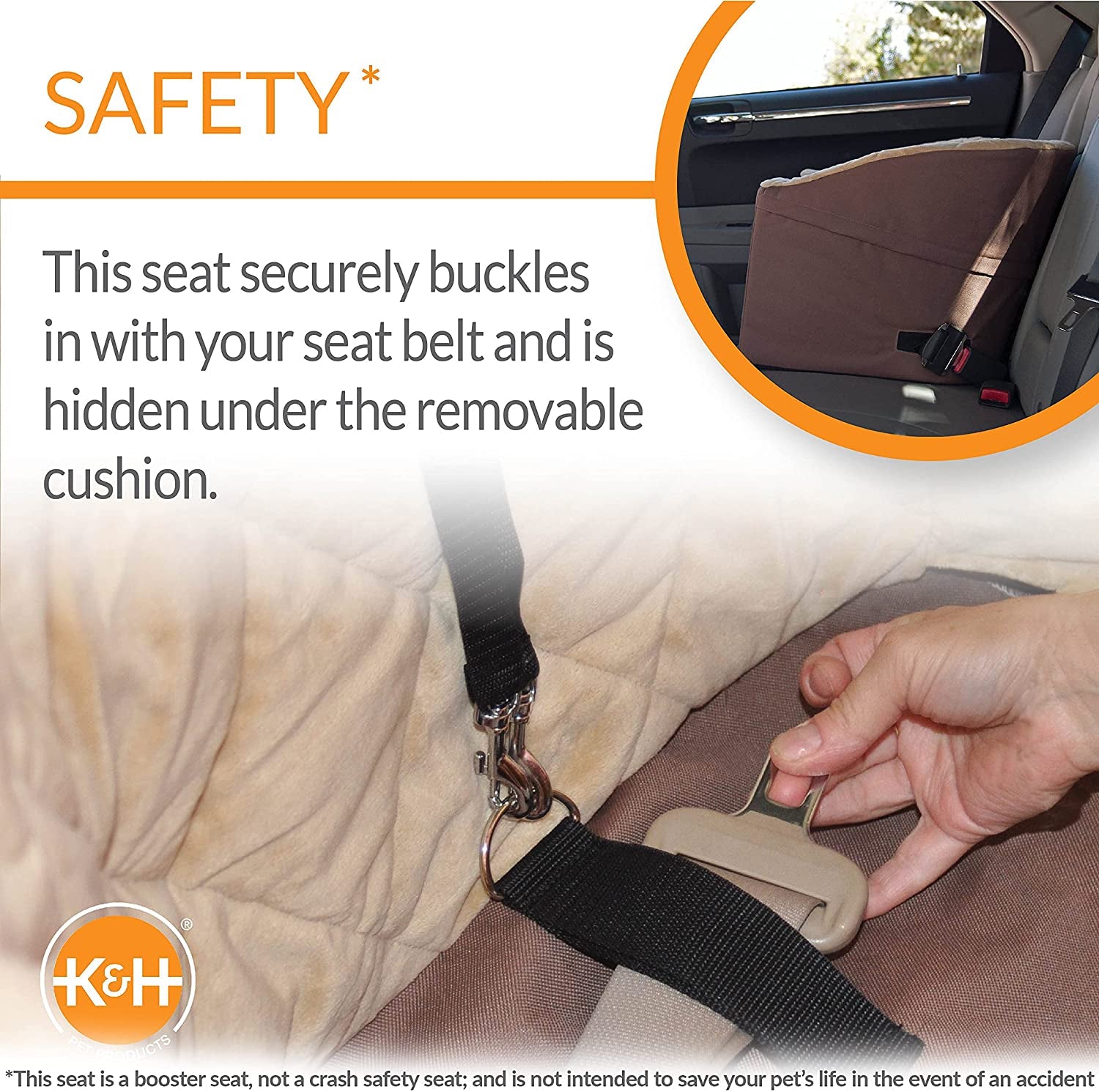 Bucket Booster Dog Car Seat, Sturdy Cat or Dog Booster Seats - Small Tan/Tan