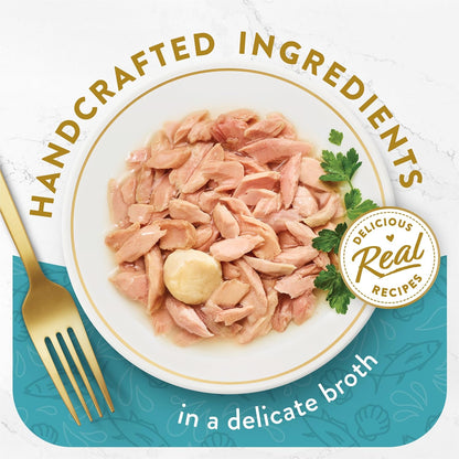 Purina  Appetizers, Tuna with Scallop Topper, 1.1 Oz, 10-Pack | Flavorful Lickable Grain-Free Wet Cat Food Topper, Made with High-Quality Protein in a Delicate Broth