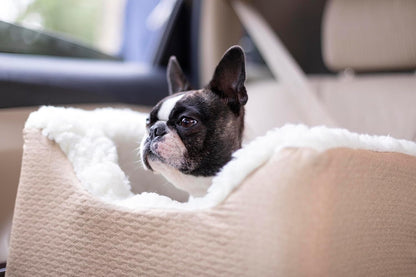 PET Products Lookout 1 Dog CAR SEAT, Birch Diamond, Small | Dog Booster Car Seat, Elevated View Helps Alleviate Travel Sickness & Fear, Removable Washable Cover, USA Family Company