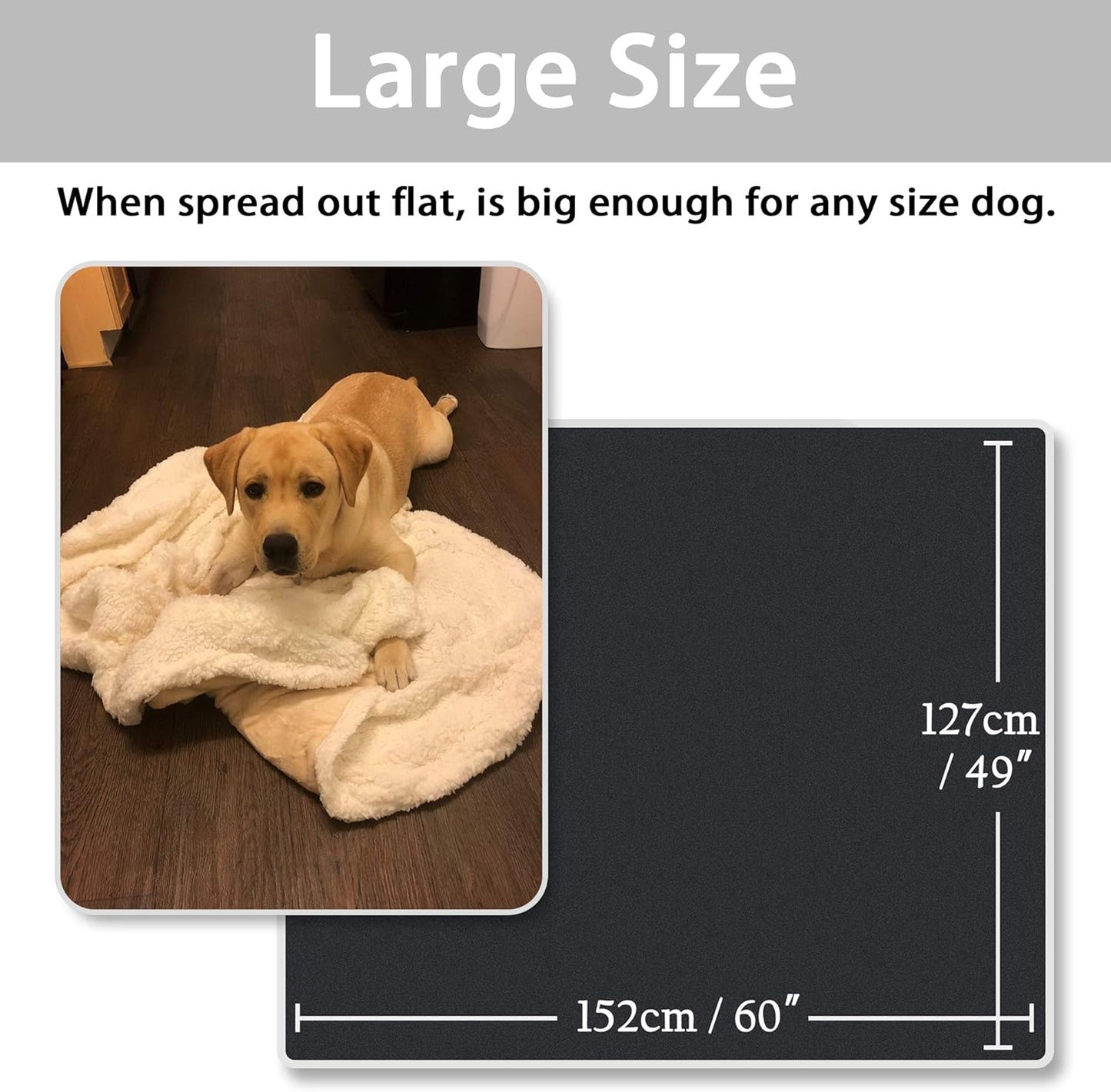 Dog Blankets for Large Dogs, Soft Fluffy Fleece Pet Blankets for Couch, Sofa, Dog Beds, Car Seats, Creat, Washable, 50X60 Inches, Beige