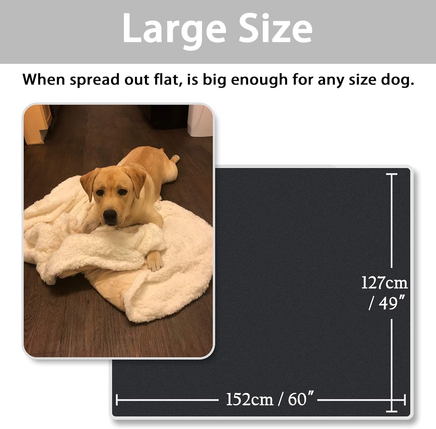 Dog Blankets for Large Dogs, Soft Fluffy Fleece Pet Blankets for Couch, Sofa, Dog Beds, Car Seats, Creat, Washable, 50X60 Inches, Beige