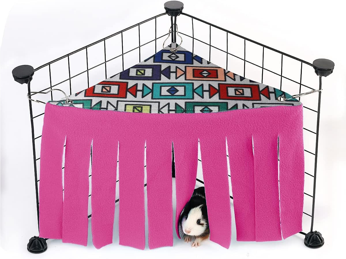 Guinea Pig Hideout, Guinea Pig Accessories Fleece Forest Rabbits Hideaway Corner for Ferrets Chinchillas Rats Gerbils Dwarf Bed Other Small Animals Cage Liner Halloween Christmas Pink Sugars
