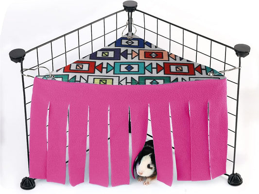 Guinea Pig Hideout, Guinea Pig Accessories Fleece Forest Rabbits Hideaway Corner for Ferrets Chinchillas Rats Gerbils Dwarf Bed Other Small Animals Cage Liner Halloween Christmas Pink Sugars
