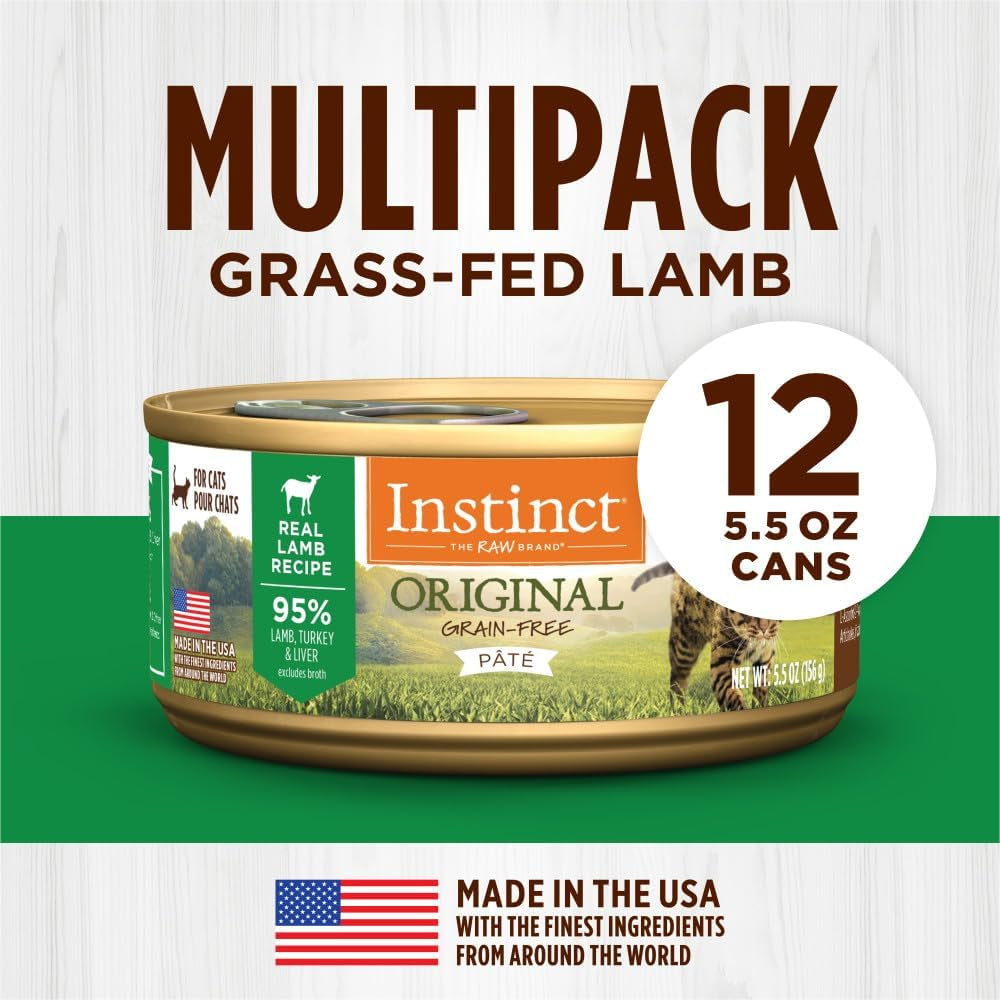 Original Grain Free Real Lamb Recipe Natural Wet Canned Cat Food by Nature'S Variety, 5.5 Ounce (Pack of 12) | Rich & Creamy Pate Texture, High Protein, Real Lamb, Whole-Food Ingredients, Grain-Free, Hydration Support