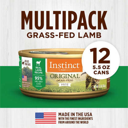 Original Grain Free Real Lamb Recipe Natural Wet Canned Cat Food by Nature'S Variety, 5.5 Ounce (Pack of 12) | Rich & Creamy Pate Texture, High Protein, Real Lamb, Whole-Food Ingredients, Grain-Free, Hydration Support