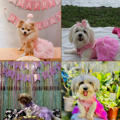Pet Small Dog Wedding Dress with Bowknot Birthday Party Costume Satin Rose Pearls Girl Formal Dress Cat Tutu Pink, Small | Satin Fabric, Pearl and Rose Detail, Weddings, Birthdays, Chihuahua, Yorkie, Cat, Small Breed, Formal Tutu Party Dress