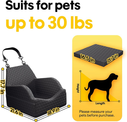 Dog Car Seat for Small Medium Dogs, Memory Foam Dog Booster Seat Elevated Cushion Seat for Dogs under 30 Lbs Pet Car Seat Travel Bed