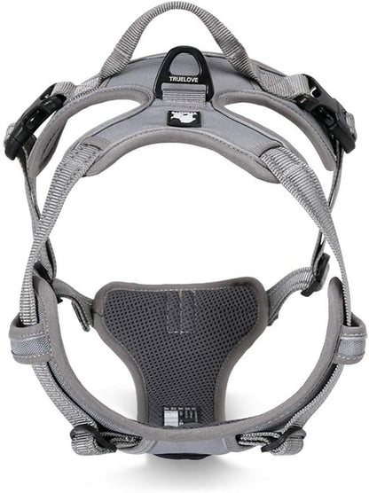 Adjustable No-Pull Dog Harness Reflective Pup Vest Harnesses Comfortable Control Brilliant Colors Truelove Tlh5651(Gray,L) | Front Clip, No-Choke, Soft Padded, Control Handle, anti Escape, Dog Car Harness, Walking and Training, Escape Proof, TLH5651
