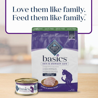 Basics Turkey Grain-Free Dry Cat Food, 11 Lb | Skin & Stomach Care, Real Turkey #1 Ingredient, Limited Ingredient Diet, Antioxidant-Rich Lifesource Bits, Skin & Coat Health