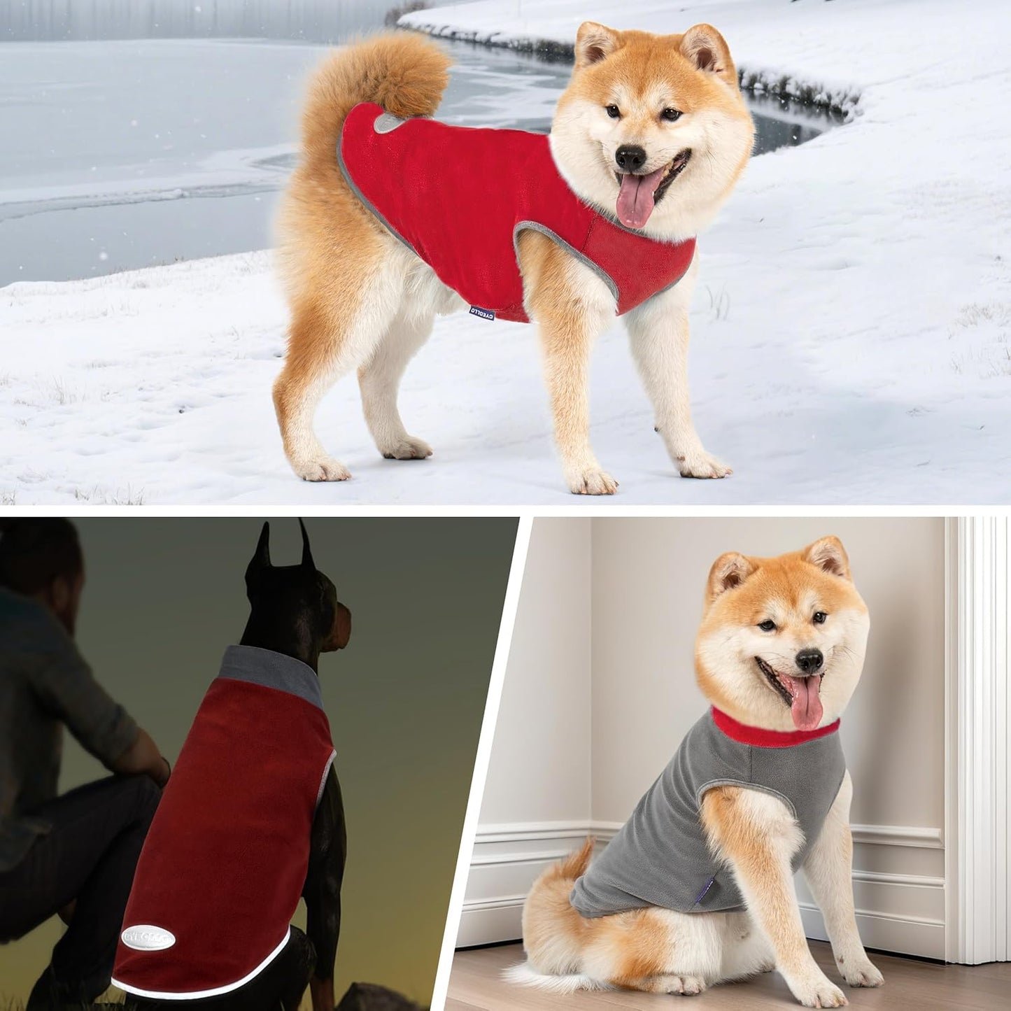 2 Pack Fleece Dog Sweater Pullover Vest with Reflective Stripe, XL | 4-Way Stretch, Lightweight Soft Fleece Sweatshirt, Reflective in Low Light, Easy on & Off, Wear Alone or Layered