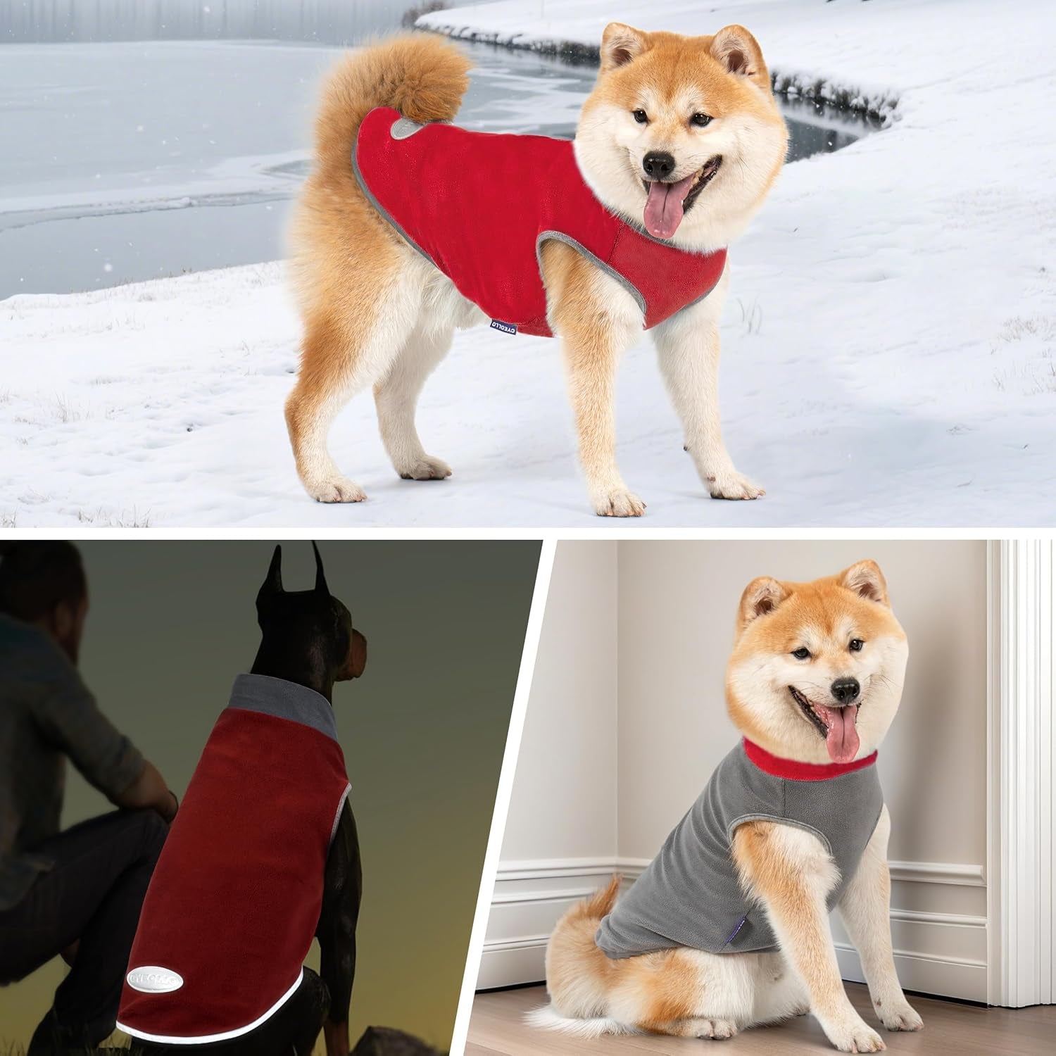 2 Pack Fleece Dog Sweater Pullover Vest with Reflective Stripe, XL | 4-Way Stretch, Lightweight Soft Fleece Sweatshirt, Reflective in Low Light, Easy on & Off, Wear Alone or Layered