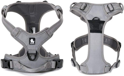 Adjustable No-Pull Dog Harness Reflective Pup Vest Harnesses Comfortable Control Brilliant Colors Truelove Tlh5651(Gray,L) | Front Clip, No-Choke, Soft Padded, Control Handle, anti Escape, Dog Car Harness, Walking and Training, Escape Proof, TLH5651