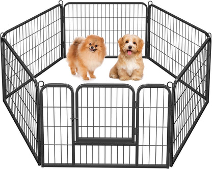 Yaheetech 24" H 6-Panel Extra Wide Dog Playpen W/Door for Indoor Outdoor | Heavy Duty Metal Frame, Secure Latch Gate, Tool-Free Assembly, Portable for Yard RV Camping, Ideal for Small & Medium Pets