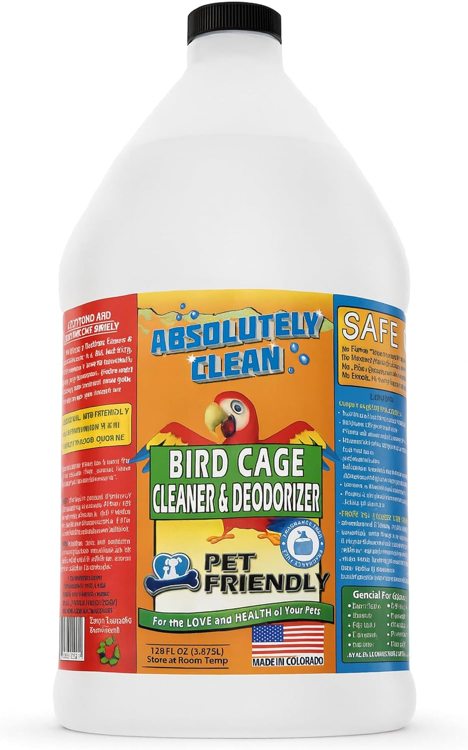 Amazing Bird Cage Cleaner and Deodorizer - Just Spray/Wipe - Safely & Easily Removes Bird Messes Quickly and Easily - Made in the US - Fragrance Free - 128Oz Gallon
