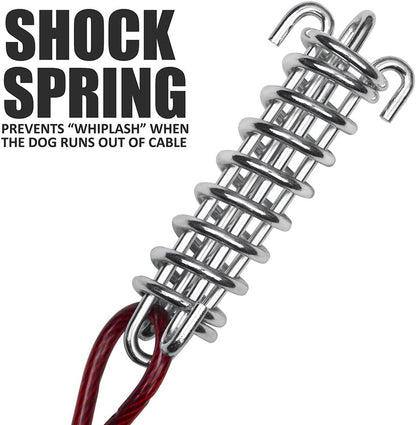 60Ft Aerial Pet Trolley System with 10Ft Pulley Lead - Heavy Duty Dog Tie Out for Yard up to 125 Lbs, Reflective Run Cable (Not a Leash, Bare End)