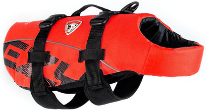 DFD Dog Life Jacket, Dog Life Vest for Swimming - Small, Red | Adjustable Dog Swim Vest, Padded Neoprene Straps, Grab Handle, 50% More Flotation Material, Reflective Trim, Stays Upright